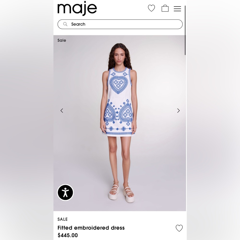 Maje Fitted Embroidered Dress